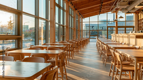 Modern Wooden Cafe Interior...