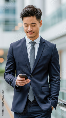 Asian Businessman Using Mob...