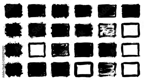 Fotografie Collection of Hand-Drawn Black Ink Border Frames and Square Boxes on Textured Pa