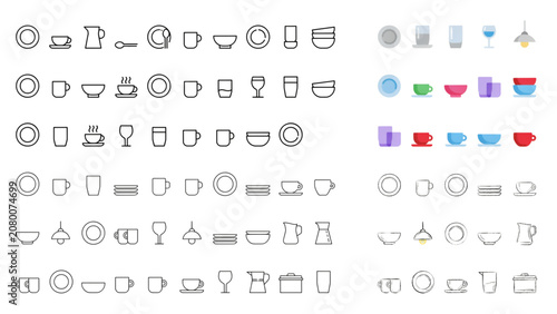 Colorful collection of diverse emoji style icons representing food, emotions, and activities Vector