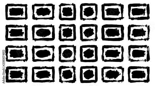 Set of empty paint boxes with compartments in monochrome sketch style illustration