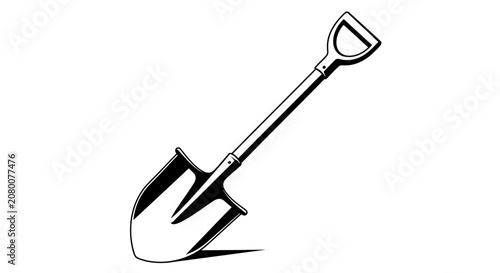 Gardening tool shovel isolated simple outline graphic
