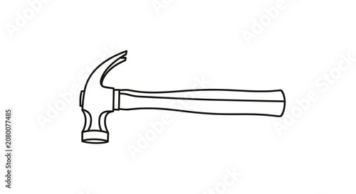 Hammer tool outline isolated on white background for construction and diy projects