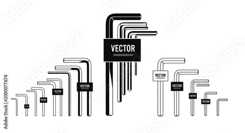 Hexagon allen wrench set metal tools for mechanical repair and diy projects