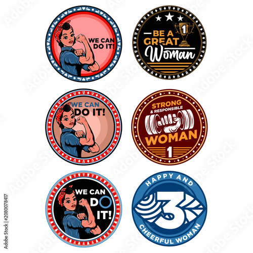 Women's Empowerment Vintage Badge Vector Collection