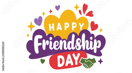 Photos Friendship day vector illustration with hearts hands and celebratory text
