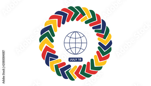 Fotografía Colorful circular emblem celebrating the annual international nelson mandela day