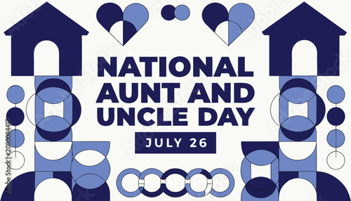 Bild auf Leinwand Blue geometric graphic design for national aunt and uncle day