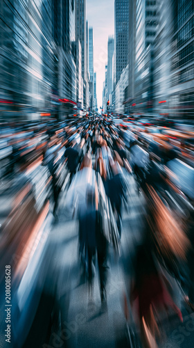 Crowded City Street: A blur...