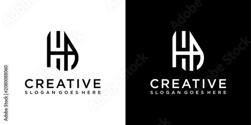 HA or AH initial letter logo design vector concept