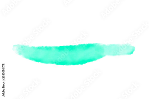 Obraz na płótnie Teal watercolor brush stroke with soft edges and semi transparent texture for creative graphic design projects