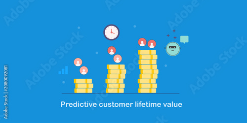 Obraz na płótnie Predictive customer lifetime value modeling, customer spends forecasting by AI analytics