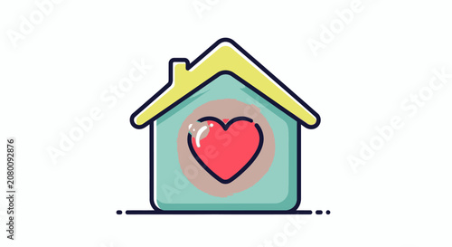 Heart symbol inside house illustration concept of love and care