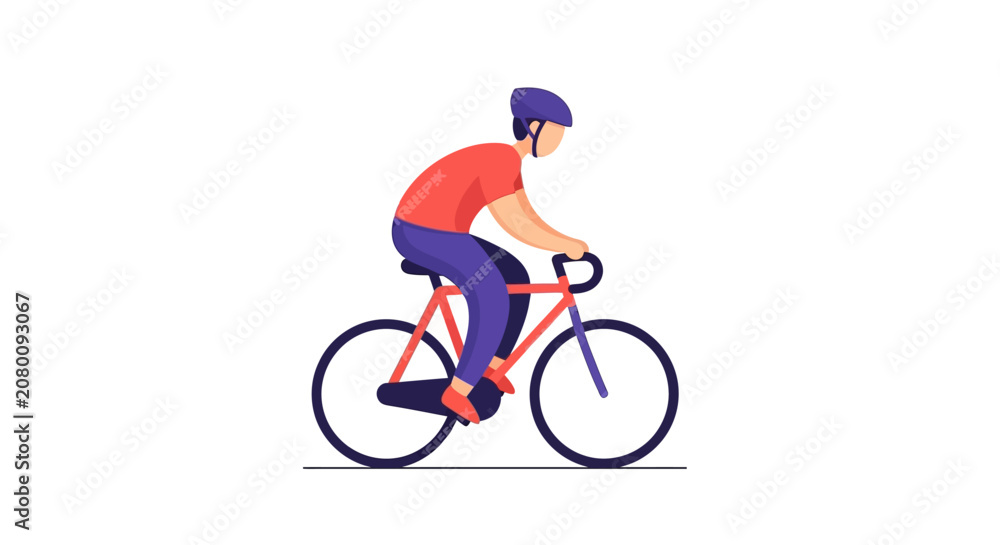 Obraz premium Man Riding Bicycle Flat Design Style