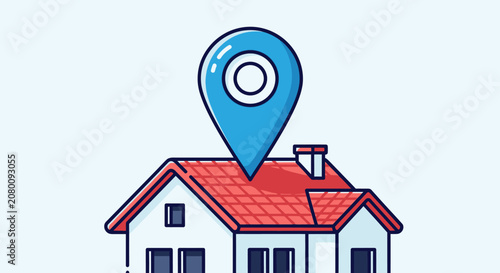 Location pin above house illustration