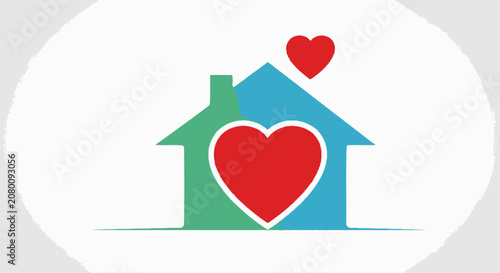Loving home symbol with heart and house graphic illustration