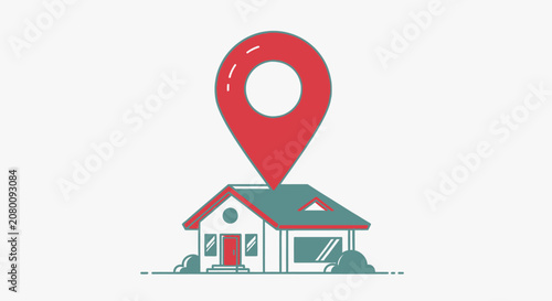 Location pin above house symbol for real estate or navigation