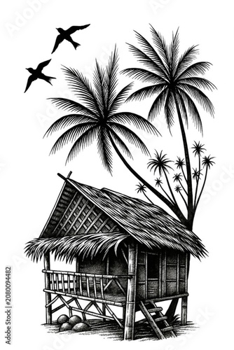 house with palm trees