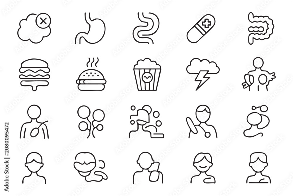 Fototapeta premium Digestive Health and Gastroenterology Line Icon Set for Medical Design