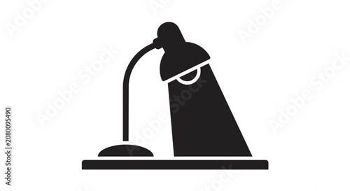 Desk Lamp Shining Light Beam Silhouette Icon