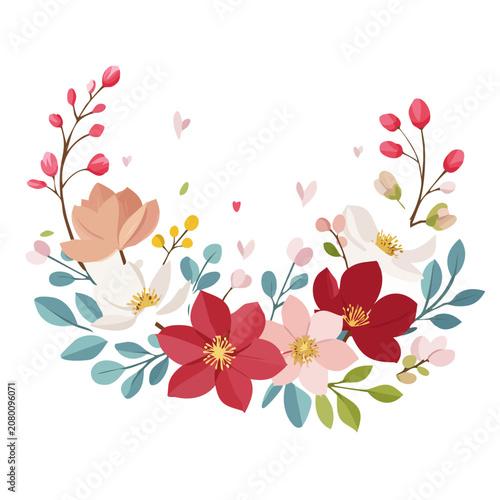 Colorful flat illustration of a flower bouquet