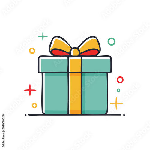 Flat illustration of a gift box with bow