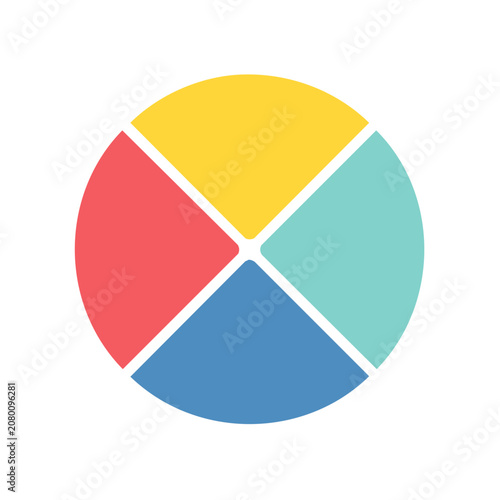 Flat pie chart with four colored segments