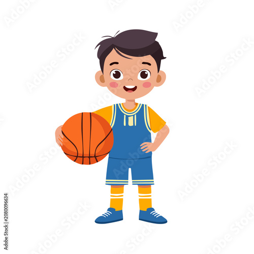 Cartoon boy in orange shirt and blue pants