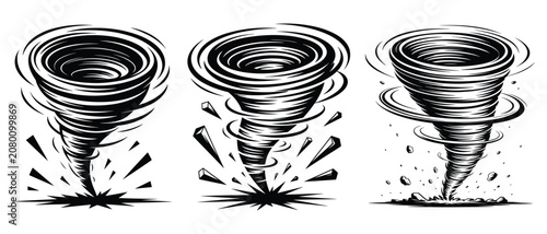Canvastavla Tornado Debris Vector Set, Destructive Tornado Vector Bundle, Tornado Funnel Deb