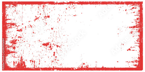 Red Grunge Frame Background with Blood Paint Splash and Ink Splatter Texture for Banner Card and Christmas Design.