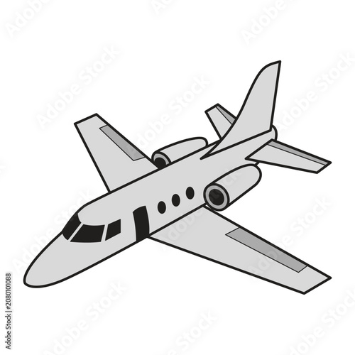 private jet airplane doodle transport element vector
