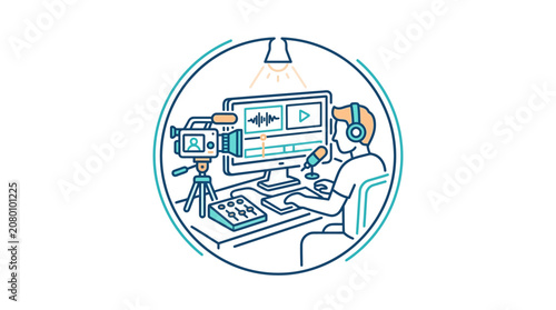 Content Creator Working on Video Editing and Live Streaming