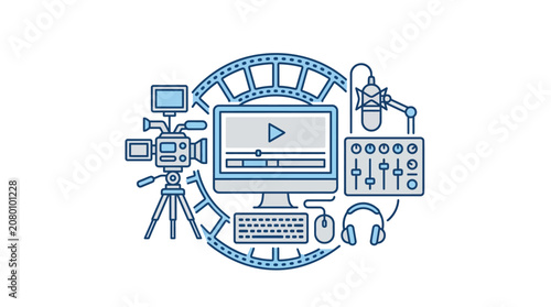 Multimedia Video Production and Broadcasting Equipment Icon