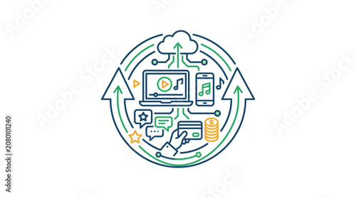 Cloud Computing Service Subscription and Online Payment Concept