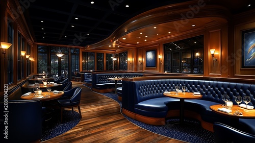 Upscale restaurant interior banquette