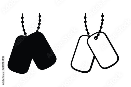 Dog tags icons black and white