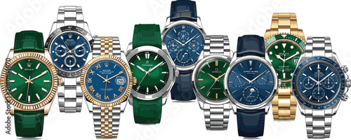 Foto Luxury Men Luxury Wrist Watches Collection Set Featuring Premium Gold Silver Sta