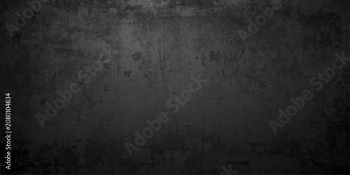 Dark Grunge Concrete Wall Texture Background with Vintage Distressed Black and Gray Rough Surface Pattern.