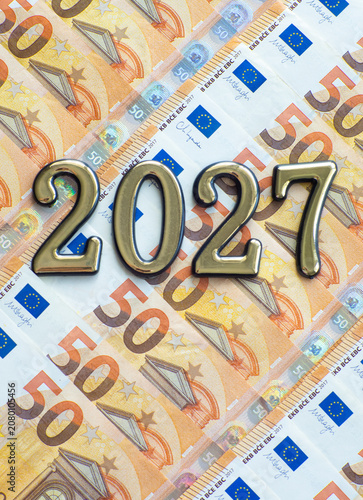 Background of the fifty euros banknotes and 2027