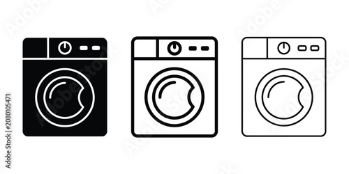 Washing machine icon silhouette vector outline and line art