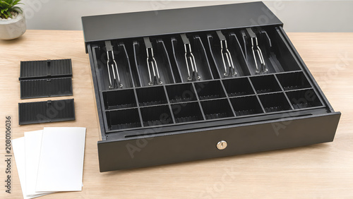 Foto Cash drawer till insert organizer with blank cards
