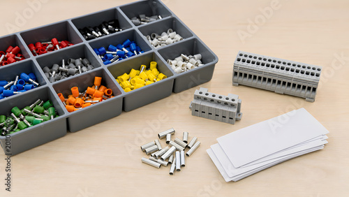 Canvas Print Low voltage ferrule assortment tray with blank cards