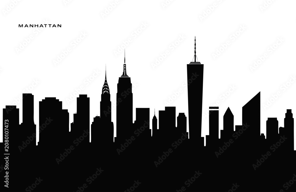 Obraz premium Manhattan skyline with famous skyscrapers in black