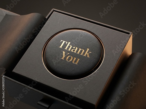 Elegant Thank You Gift Box with Golden Inscription.