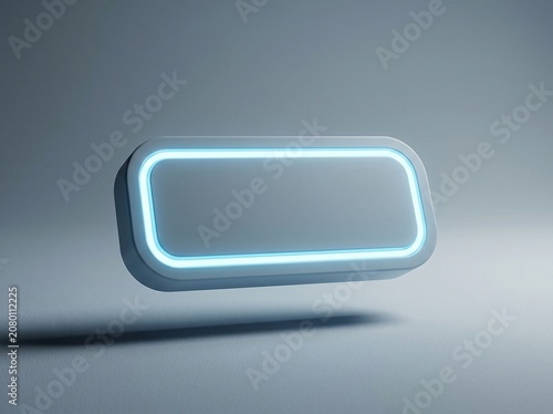 Futuristic Glowing Rectangular Object Floating in Minimalist Environment.