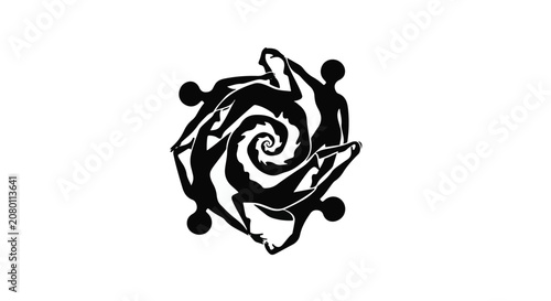Abstract spiral of interconnected figures representing unity and collaboration