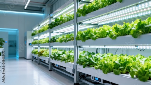 Indoor vertical farm with leafy greens