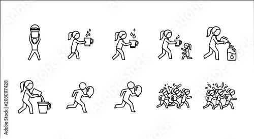 Tableau sur toile People Icons: Hydration, Water Play, and Sharing
