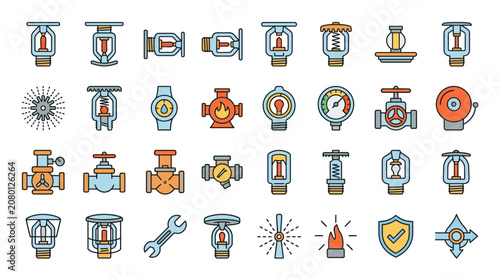 Illustrations of various industrial icons and symbols on a white background for 2026-06-27 (148).ai