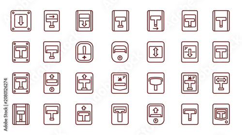 Various icons representing different categories are displayed in rows on a screen.